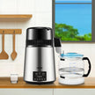 VEVOR 1.1Gal Water Distiller, 0.4Gal/H, Distilled Water Maker Machine 1750W 0-99H Timing Dual Temp Display, 304 Stainless Steel Countertop Distiller Glass Carafe Cleaning Powder 3 Carbon Packs, Silver