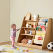VEVOR 4-Tier Kids Wooden Bookshelf, Six-Layer Sling Bookcase, Baby Storage Book Rack, Book Toy Organizer Cabinet, for Kids Room, Playroom, Kindergarten, Nursery