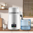 VEVOR 1.1Gal Water Distiller, 0.3Gal/H, 750W Distilled Water Maker Machine 0-99H Timing Set Temp Display, 304 Stainless Steel Countertop Distiller Glass Carafe Cleaning Powder 3 Carbon Packs, White
