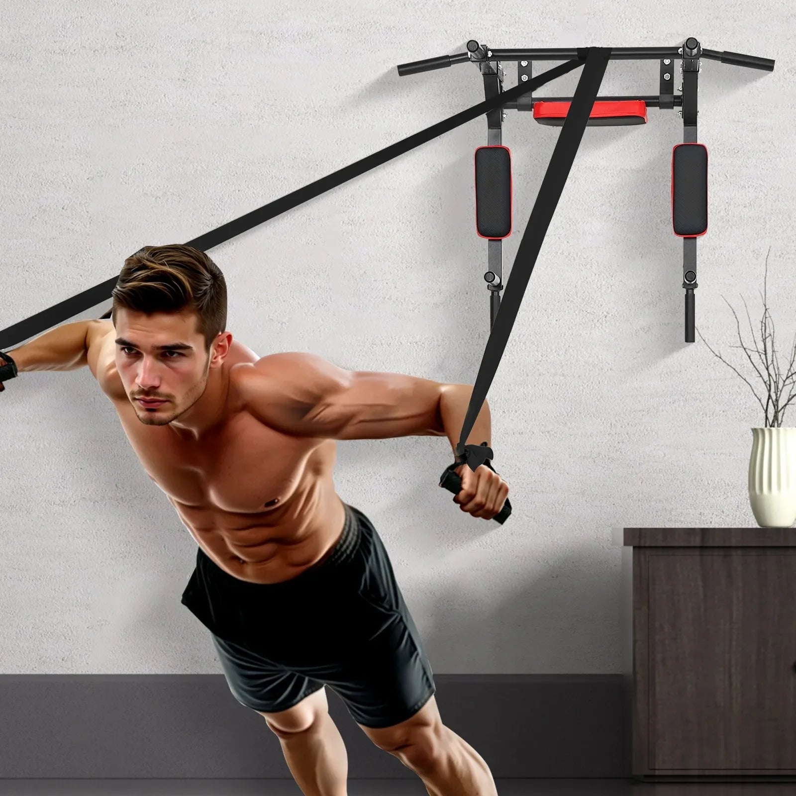 VEVOR Multifunctional Pull Up Bar Wall Mounted Chin Up Bar Dip Station Home Gym