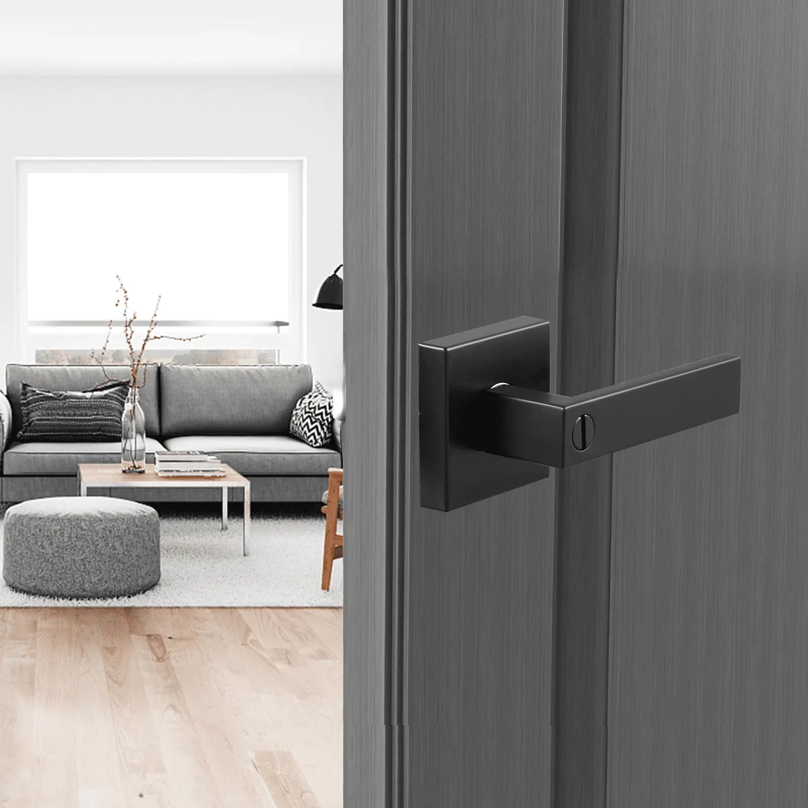 Privacy Door Handle 10 PCS Matte Black Square Door Lever Interior Reversible