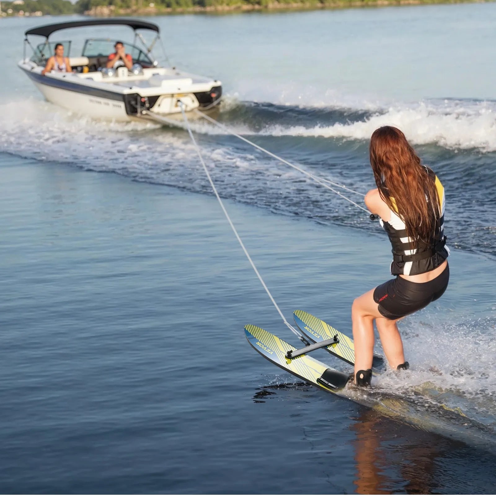 VEVOR 46-inch Water Skis Combo Training Water Skis with X-7 Adjustable Bindings