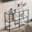 VEVOR 3-Tier Glass Console Table Rectangle Sofa Side Table with Anti-Tip Black