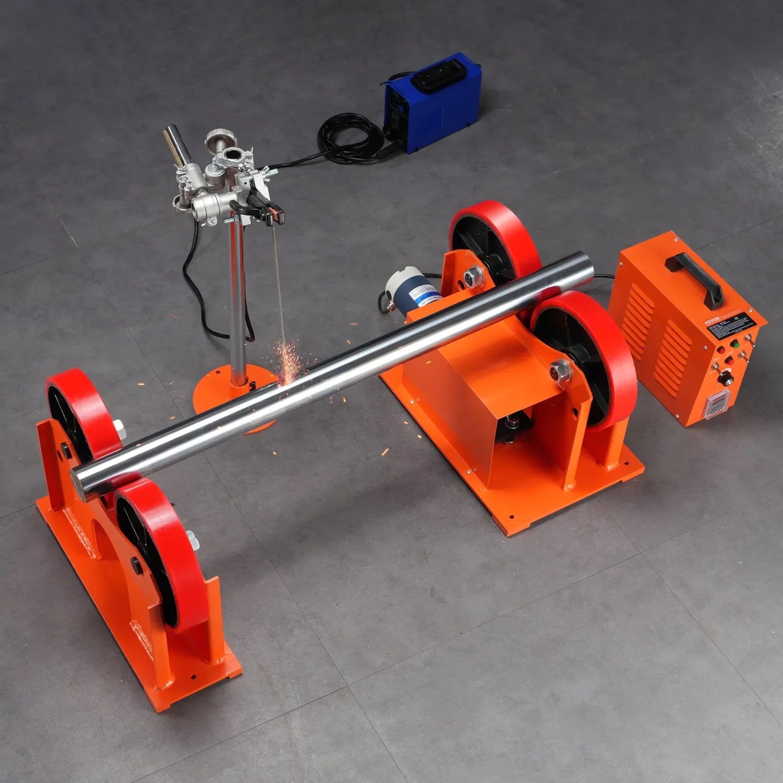 VEVOR 110V Turning Rolls Linkage Roller, 1000KG/2205LBS Loading Welding Turning Roll, 25-1400mm Diameter, 80-1600 mm/min Rotary Welding Positioner & Welding Torch Stand for Welding Equipment Support