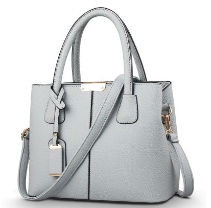 Women's PU Leather Lychee Pattern Shoulder Bag – Portable Crossbody Messenger Bag