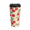 Cherry Pattern Stainless Steel Travel Mug — Retro Red Cherries Thermal Tumbler
