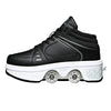 2-in-1 Deformable Roller Skate Sneakers – Retractable 4-Wheel Heelys-Style Shoes