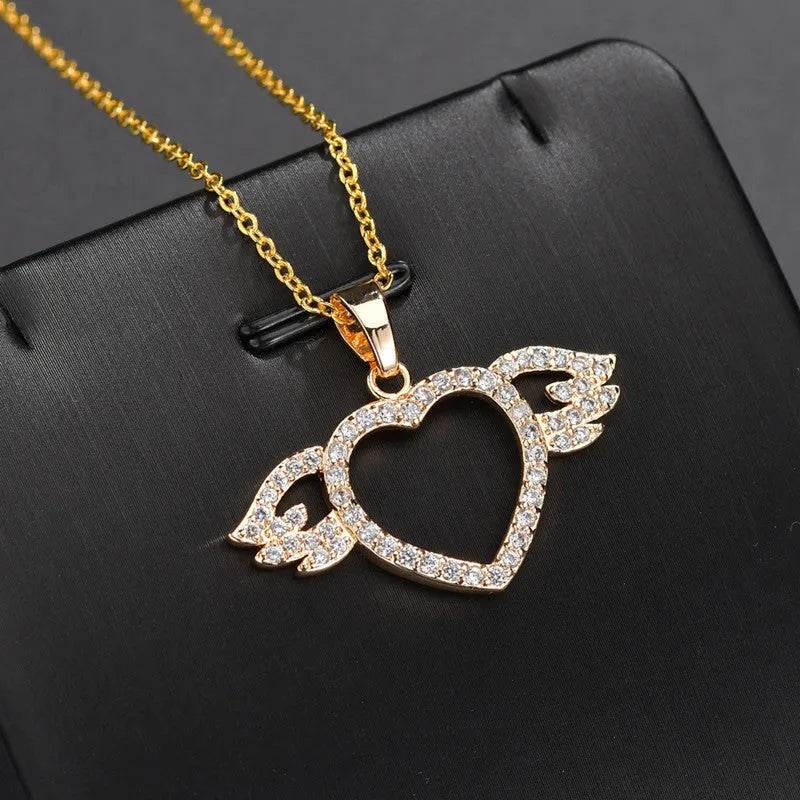 Women Fashion Angel love pendant Necklace Gold Silver
