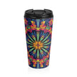 Kaleidoscope Neon Mandala Stainless Steel Travel Mug