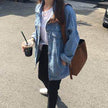 Casual Unisex Loose student bf style blue denim jacket women