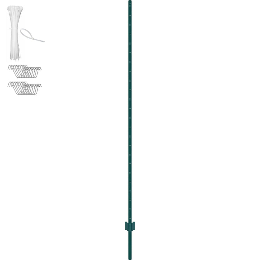 VEVOR 7 Feet Fence Post 10 Pack T-Post Heavy Duty Metal Fence Posts Green