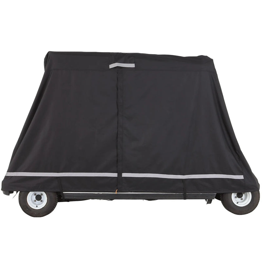 VEVOR 4 Passenger Golf Cart Cover, 600D Polyester Full Cover, Universal Fits for Most Brand Club Car Covers, Waterproof, Sunproof, and Dustproof Outdoor Golf Cart Cover with Three Zipper Doors, Black