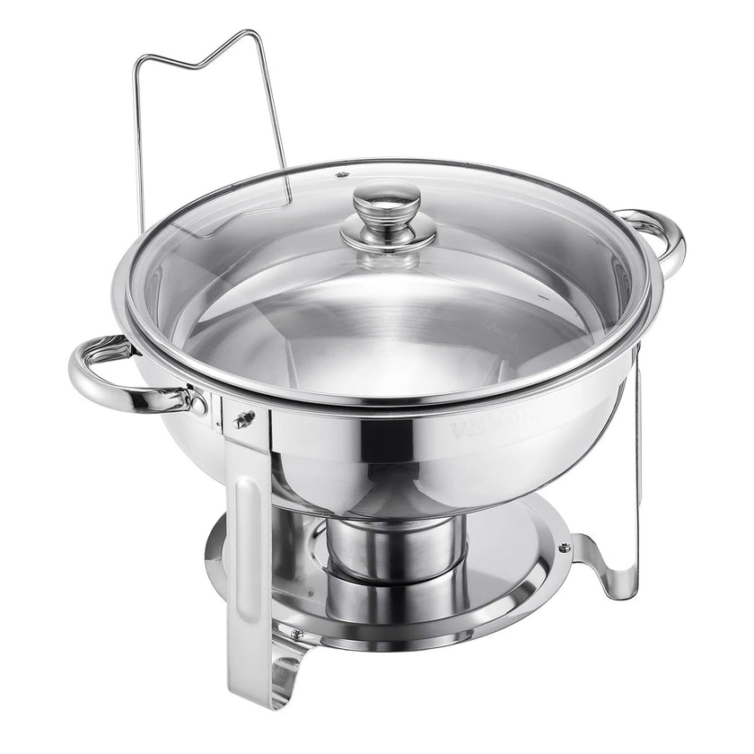 VEVOR 5 Qt 2 Pack Round Chafing Dish Buffet Set Full-Size Pan Stainless Steel