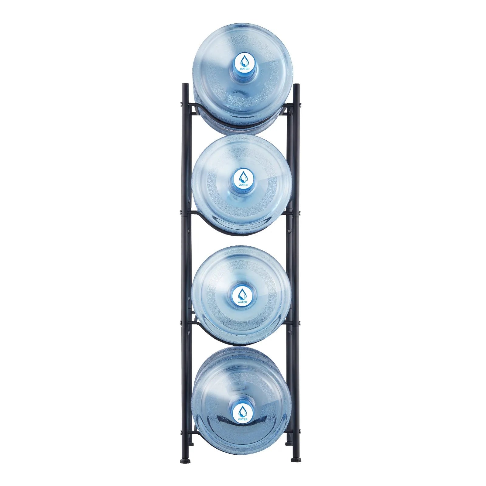VEVOR 4 Tiers Water Jug Holder Single Row Water Bottle Rack for 4 Bottles Black
