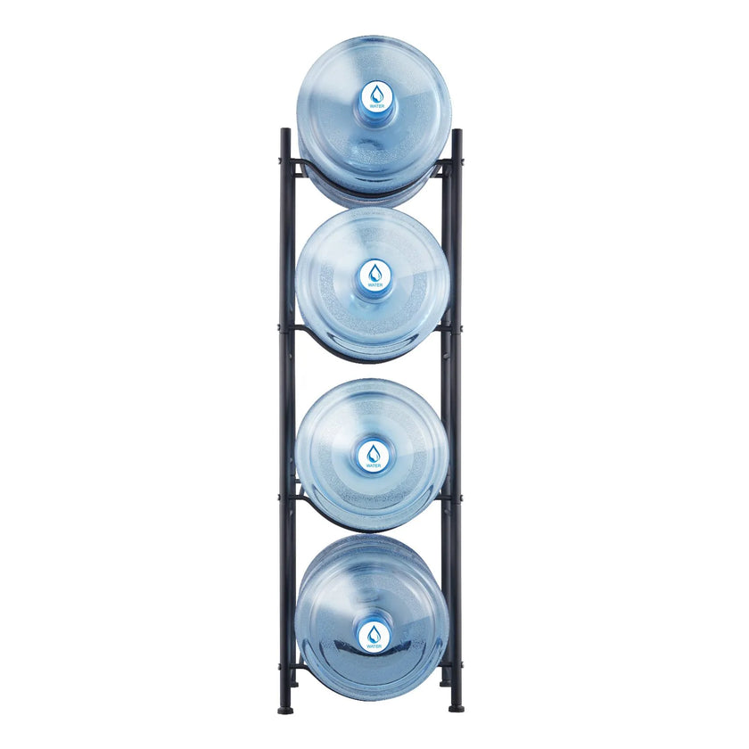 VEVOR 4 Tiers Water Jug Holder Single Row Water Bottle Rack for 4 Bottles Black