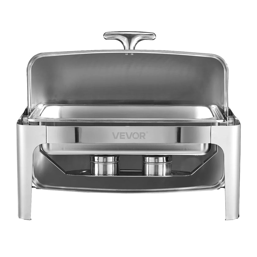 VEVOR 9Qt Rectangle Roll Top Chafing Dish Set with Full-Size Pan Stainless Steel