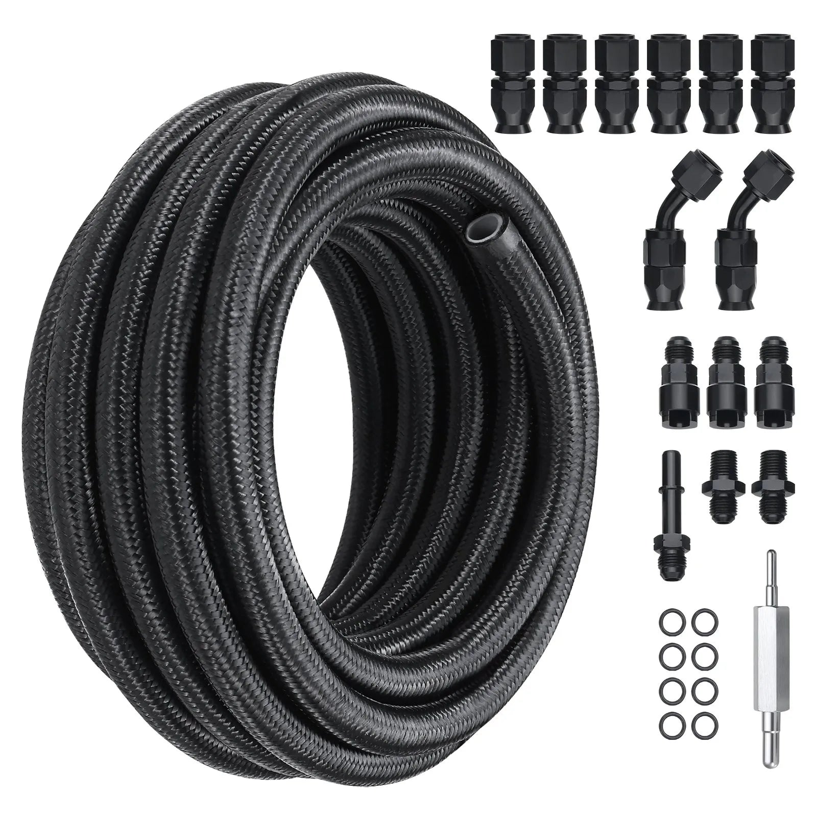 VEVOR 6AN Fuel Line Kit, 25 FT Fuel Hose Kit, 5/16
