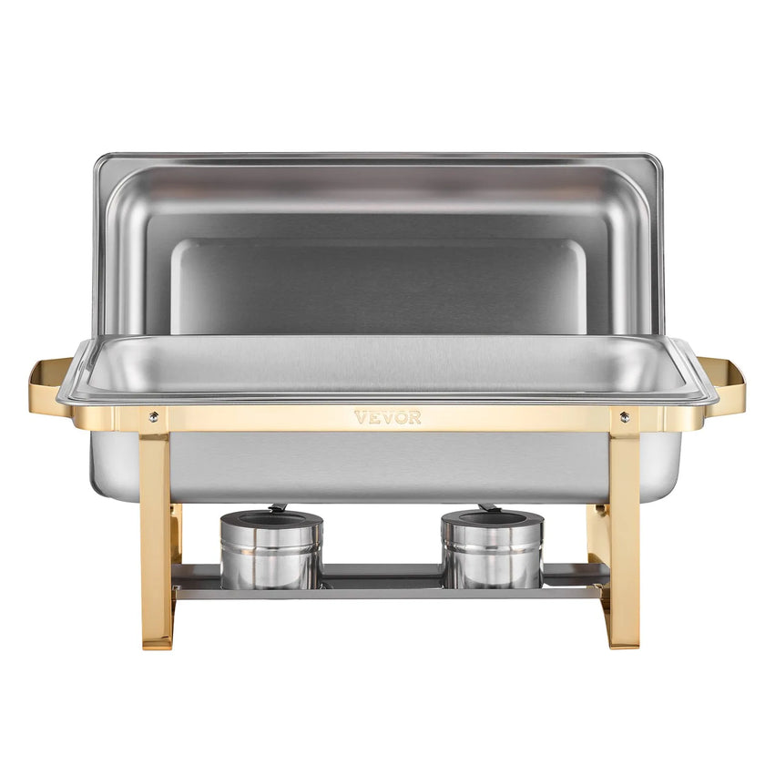 VEVOR 8 Qt 4 Pack Rectangle Chafing Dish Buffet Set Full-Size & Half-Size Pans
