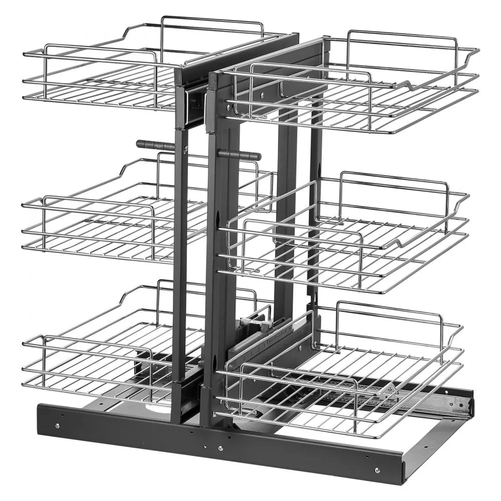 VEVOR 3 Tier Blind Corner Pull Out Organizer Chrome Kitchen Cabinet Basket