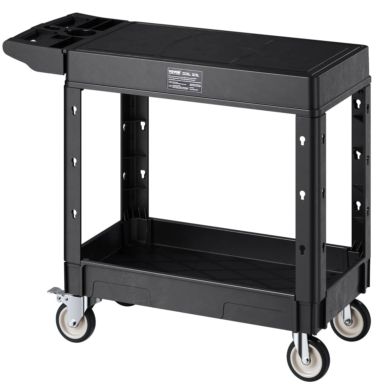 VEVOR 2-shelf Utility Cart 550 lbs 31.3 x 17.7-inch Service Cart with Wheels