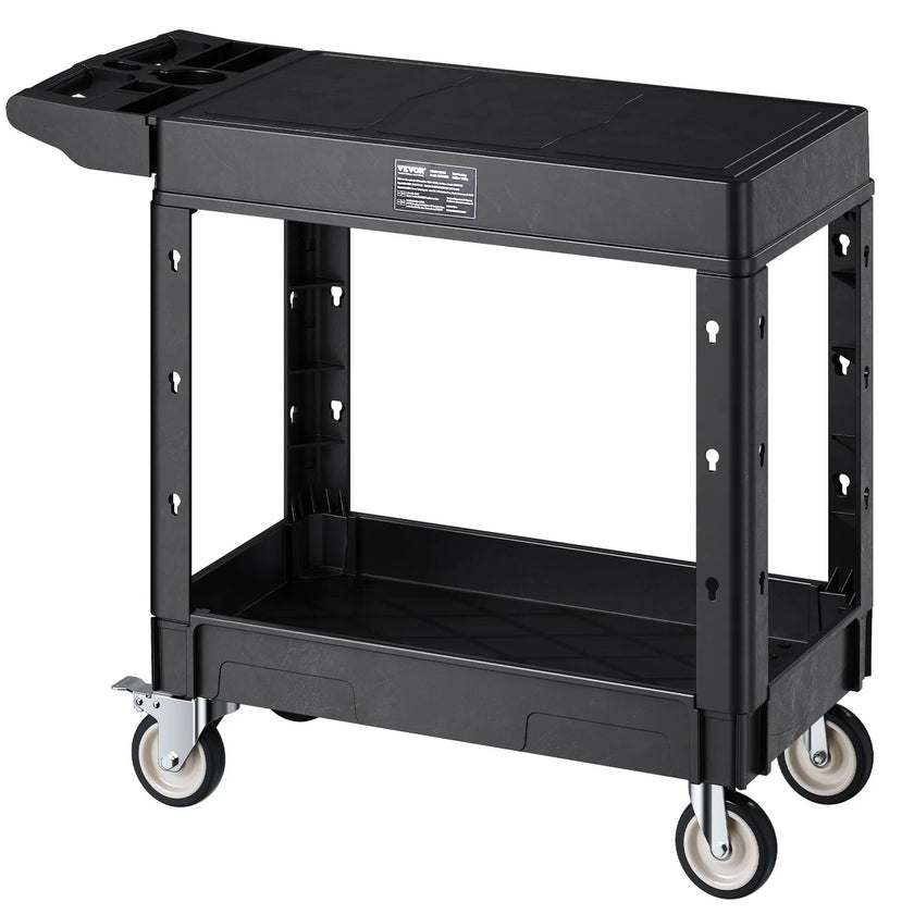 VEVOR 2-shelf Utility Cart 550 lbs 31.3 x 17.7-inch Service Cart with Wheels