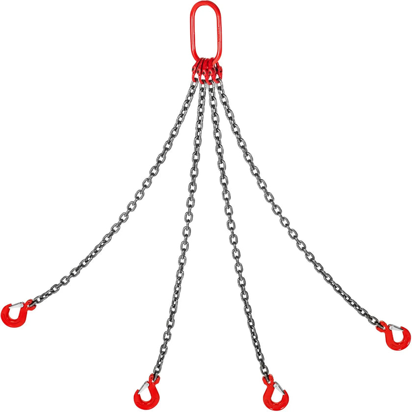 VEVOR 4 Legs Lifting Hook Chain Sling 2Mx8MM, 4T Lifting Chain Sling Legs Steel Factories Steel Powder Coating Lifting Chain High Temperature Resistance