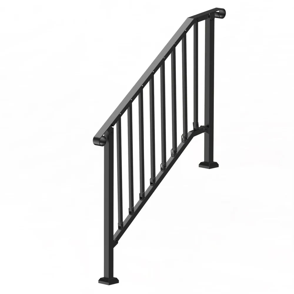 VEVOR 3-4 Step Handrails for Outdoor for Seniors Porch Deck Black Retro Arch