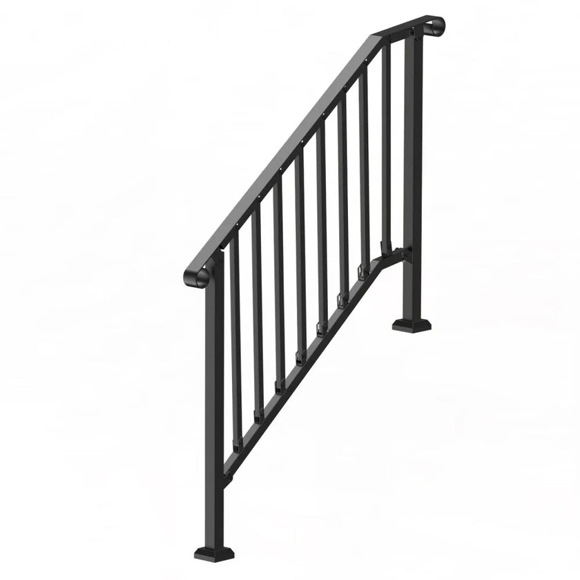 VEVOR 3-4 Step Handrails for Outdoor for Seniors Porch Deck Black Retro Arch