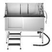 VEVOR 62 Inch Dog Grooming Bath Tub Stainless Steel w Stairs Water Filter Left
