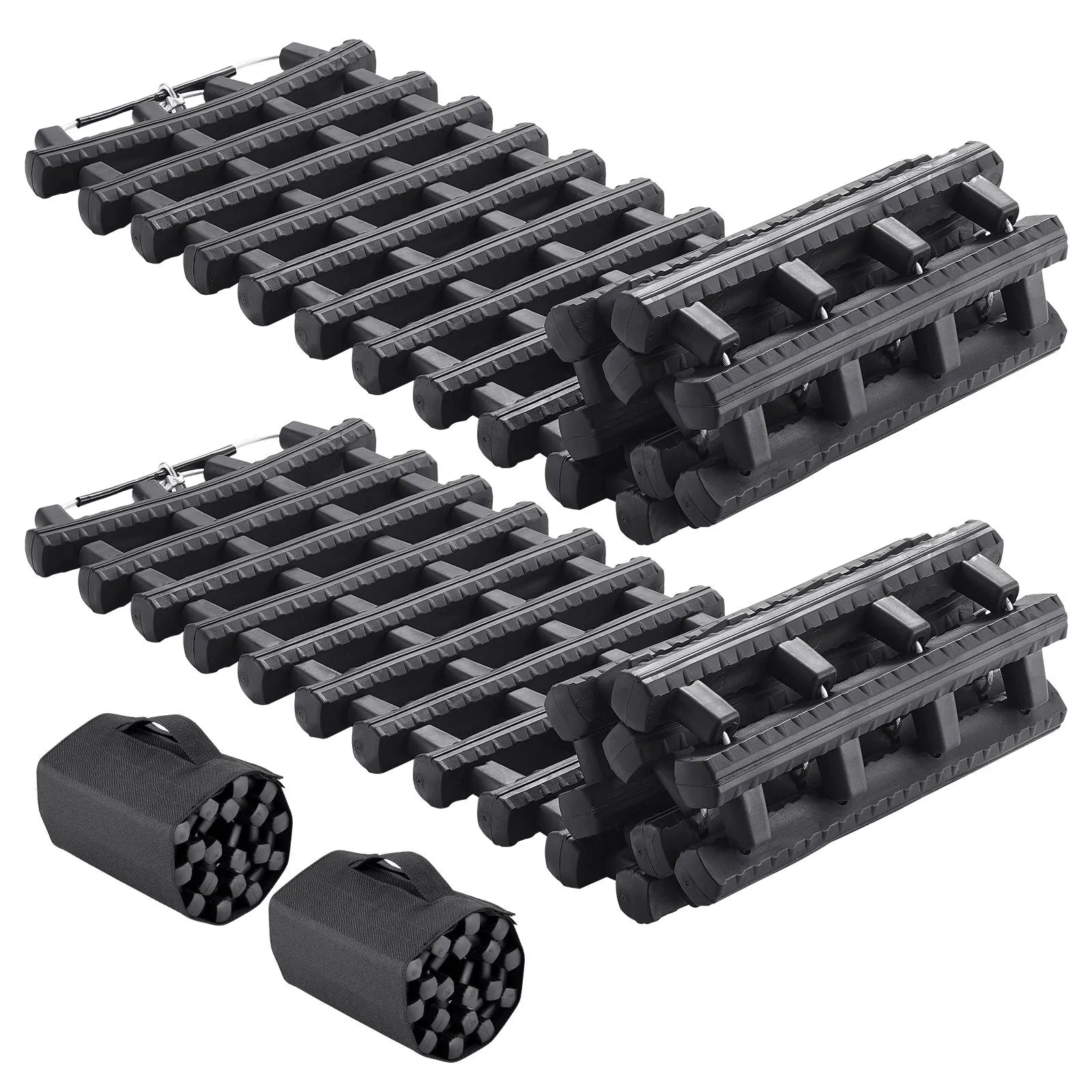 VEVOR 2PCS Traction Boards with TPR for Mud Snow Sand Storage Bags Short Black