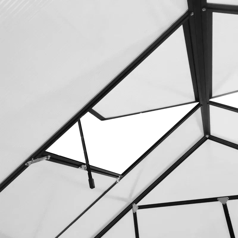 20' x 8' x 6.9' Walk-in Greenhouse with Adjustable Roof Vent, Rain Gutter and Sliding Door for Winter, Large Aluminum Greenhouse, Clear