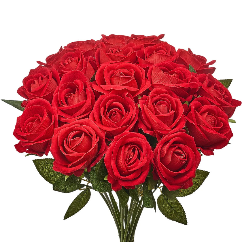 VEVOR 60 Pcs Red Roses Artificial Flowers Realistic Bouquet for Xmas Home Decor