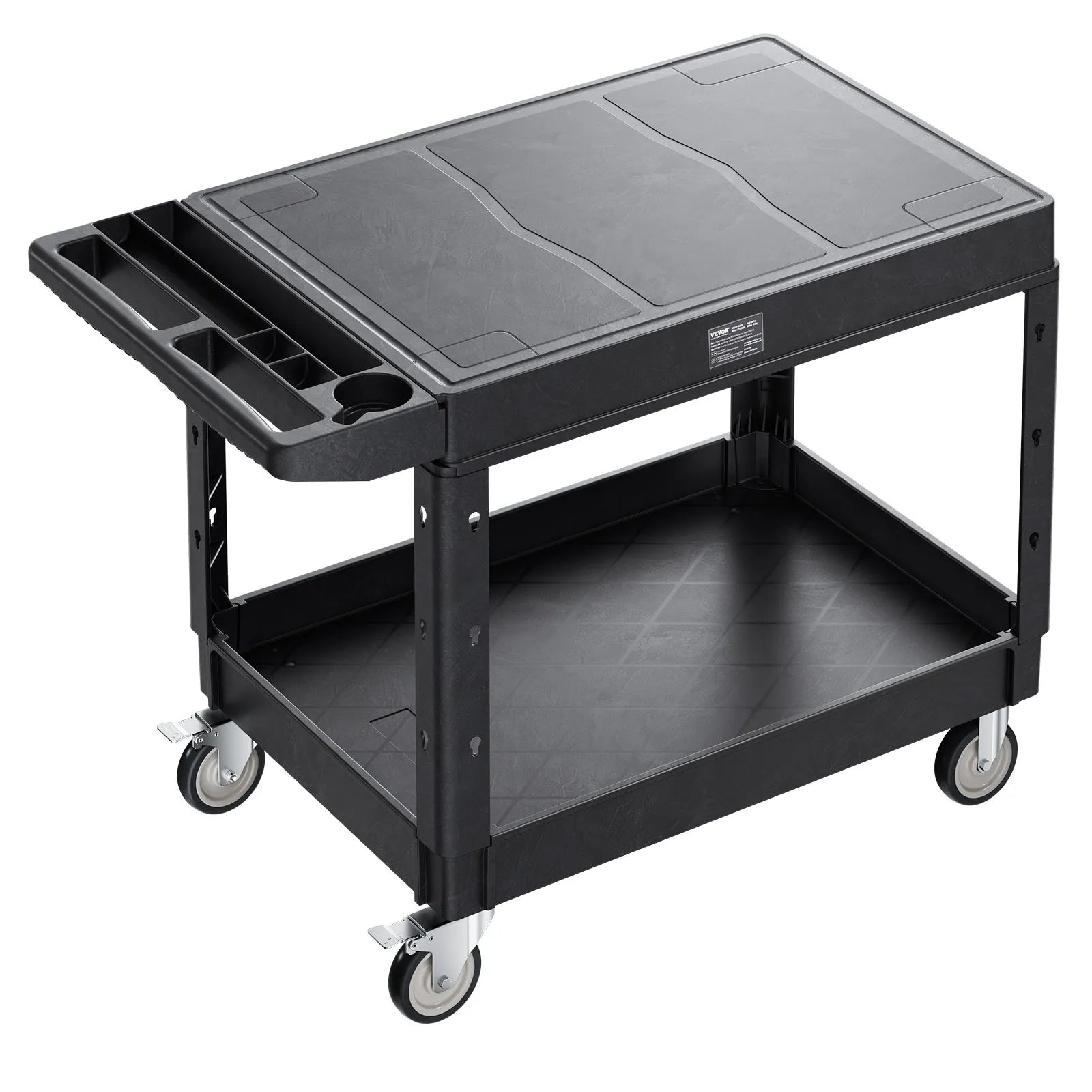 VEVOR 2-shelf Utility Cart 550 lbs 37 x 25.4-inch Service Cart with Wheels