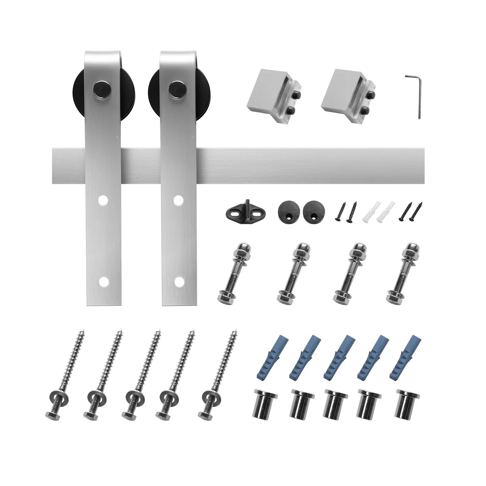 VEVOR 6FT Sliding Barn Door Hardware Kit for Single Sliding Barn Door Silver