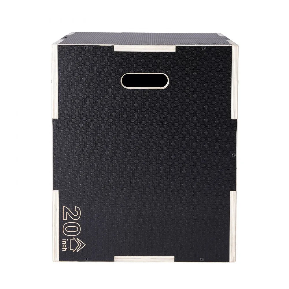 VEVOR 3 in 1 Plyometric Jump Box, 30/24/20 Inch Wooden Plyo Box, Platform & Jumping Agility Box, Anti-Slip Fitness Exercise Step Up Box for Home Gym Training, Conditioning Strength Training, Black