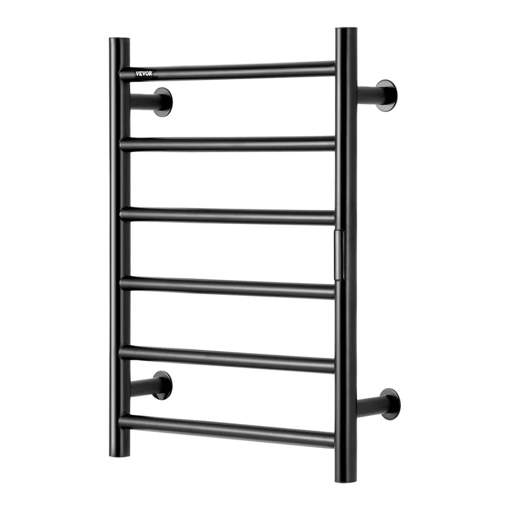 VEVOR 6 Bars Towel Warmer Rack Wall Mounted Heated Towel Rack for Bathroom Black