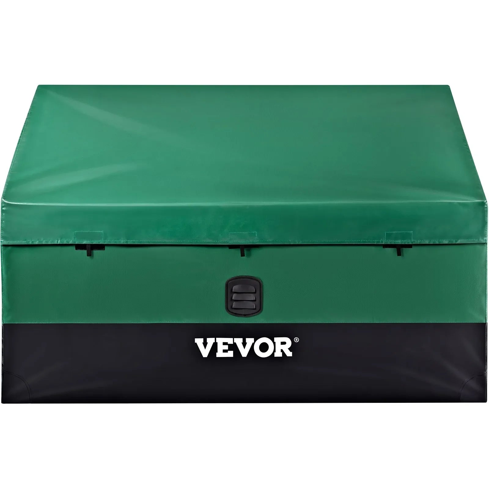 VEVOR Outdoor Storage Box, 100 Gallon Waterproof PE Tarpaulin Deck Box w/ Galvanized Frame, All-Weather Protection & Portable, for Camping, Garden, Poolside, and Yard, Brown & Blue