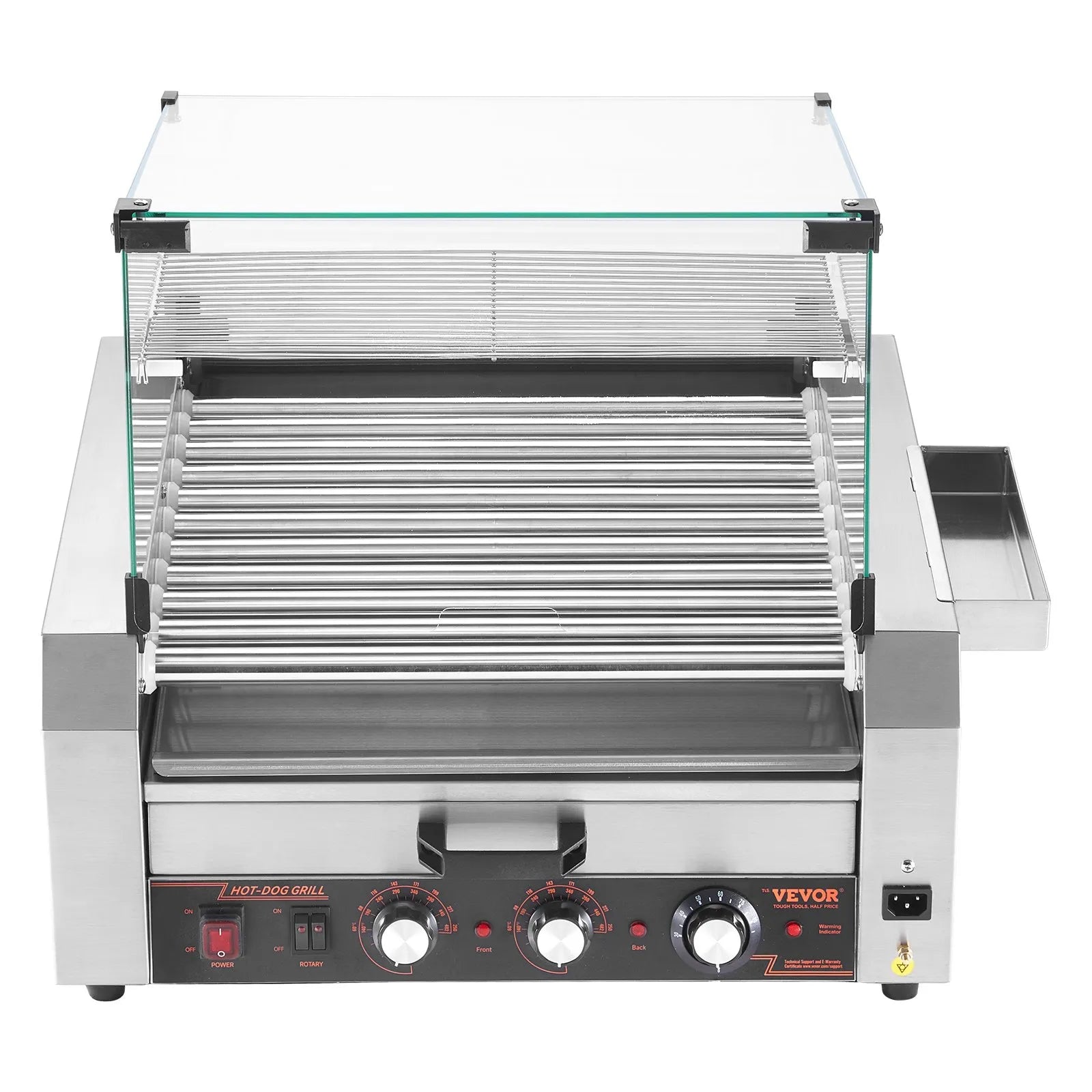VEVOR 30 Hot Dog 11 Roller Electric Grill Cooker Machine Bun Warmer Cover 1950W