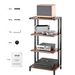 VEVOR 4-Tier AV Media Stand Height-Adjustable Wooden Audio-Video Media Stand