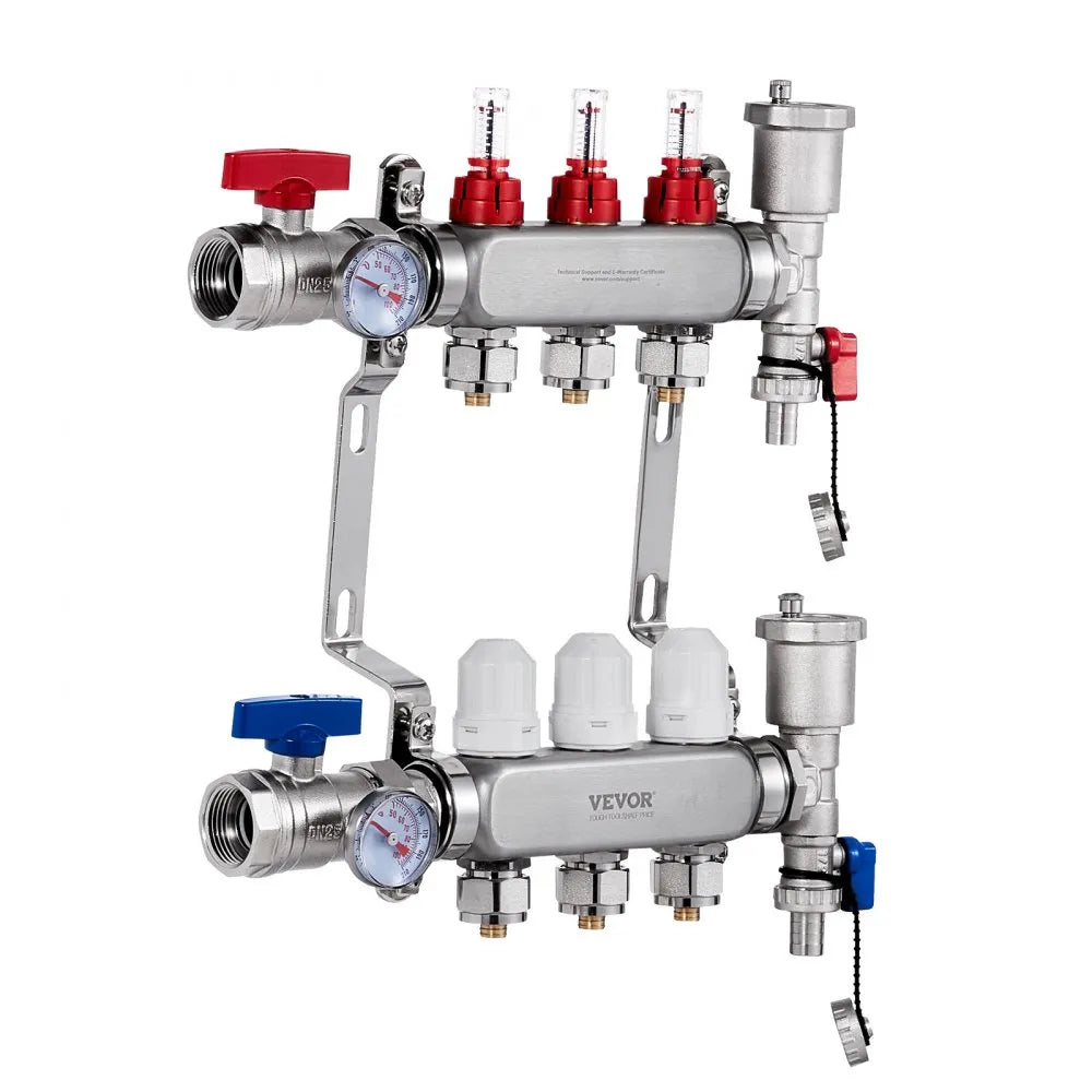 VEVOR 3-Branch Radiant Heat Manifold 1/2