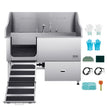 VEVOR 61 Inch Dog Grooming Bath Tub Stainless Steel w Ramp Water Filter Left