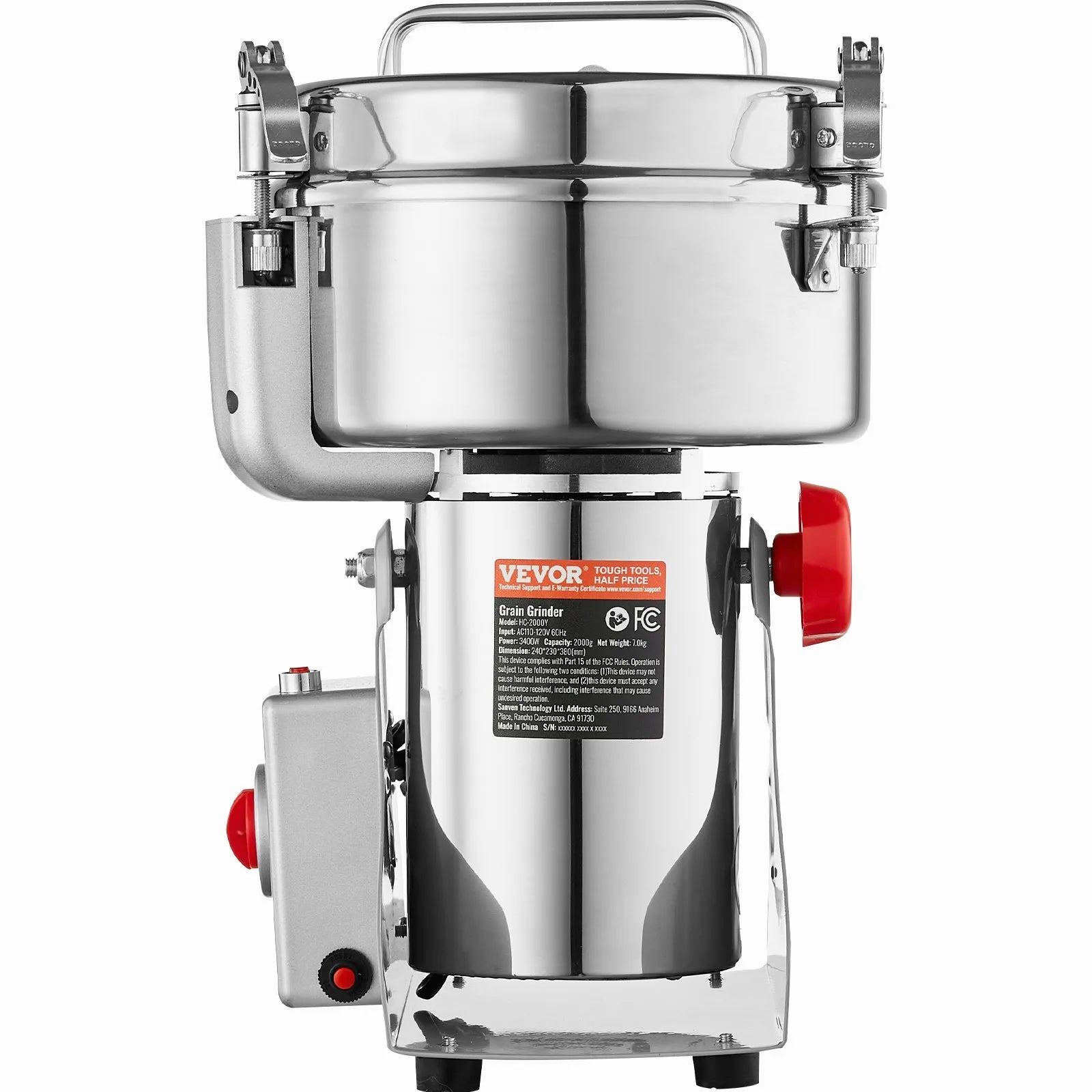 VEVOR 2000g Commercial Spice Grinder Electric Grain Mill Grinder High Speed