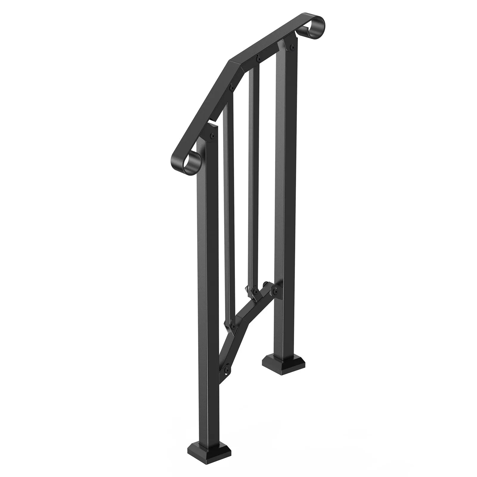 VEVOR 1-2 Step Handrails for Outdoor for Seniors Porch Deck Retro Arch Black