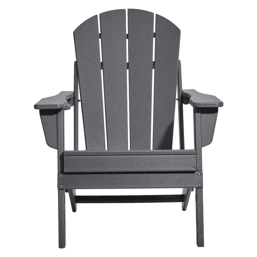 VEVOR Adirondack Chair Plastic Set of 2 All-Weather Folding Fire Pit Gray