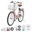 VEVOR 26-Inch Cruiser Bike 7-Speed Pink Beach Cruiser Bike with Basket