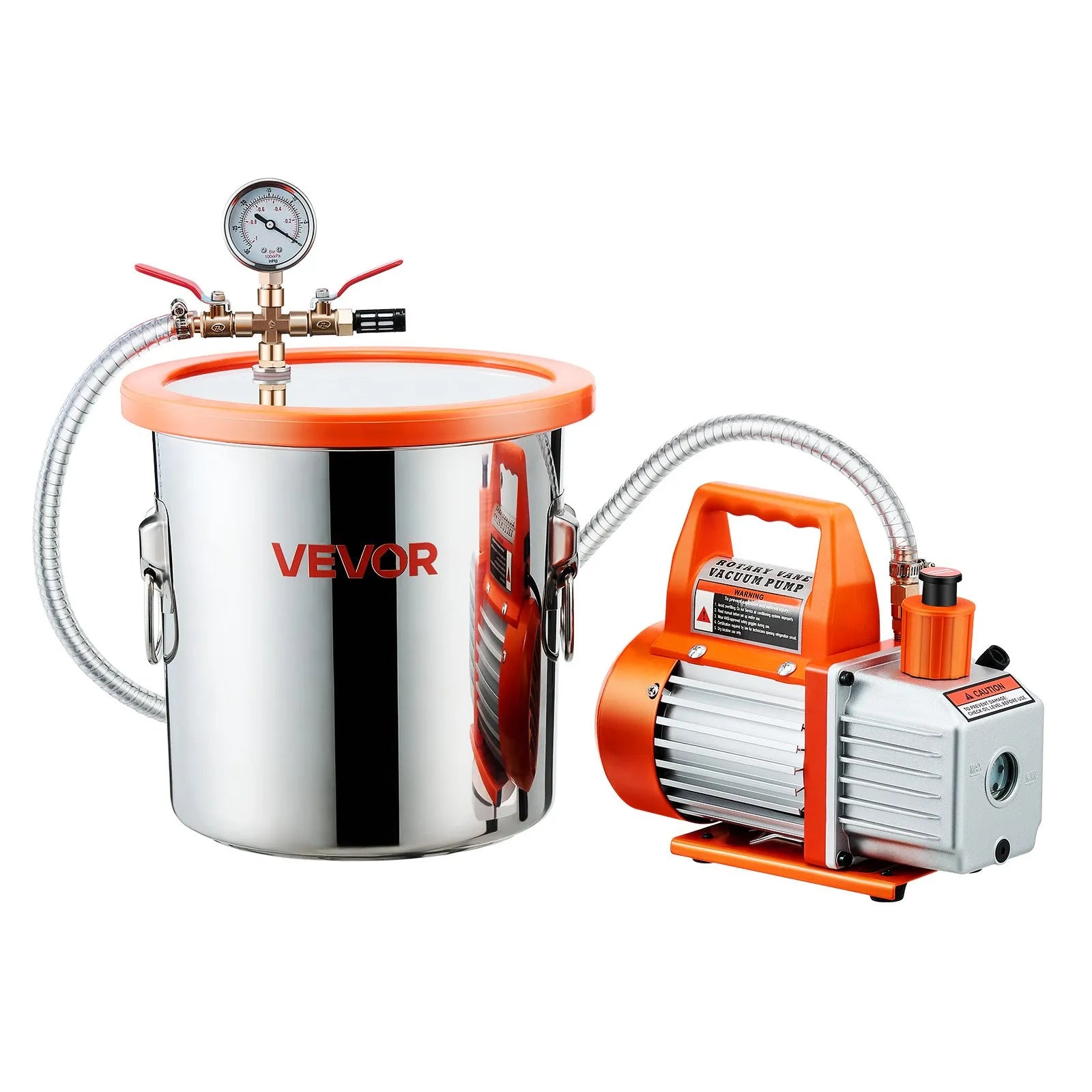 VEVOR 3.5CFM Single Stage Vacuum Pump 3 Gallon Stainless Steel Degassing Chamber