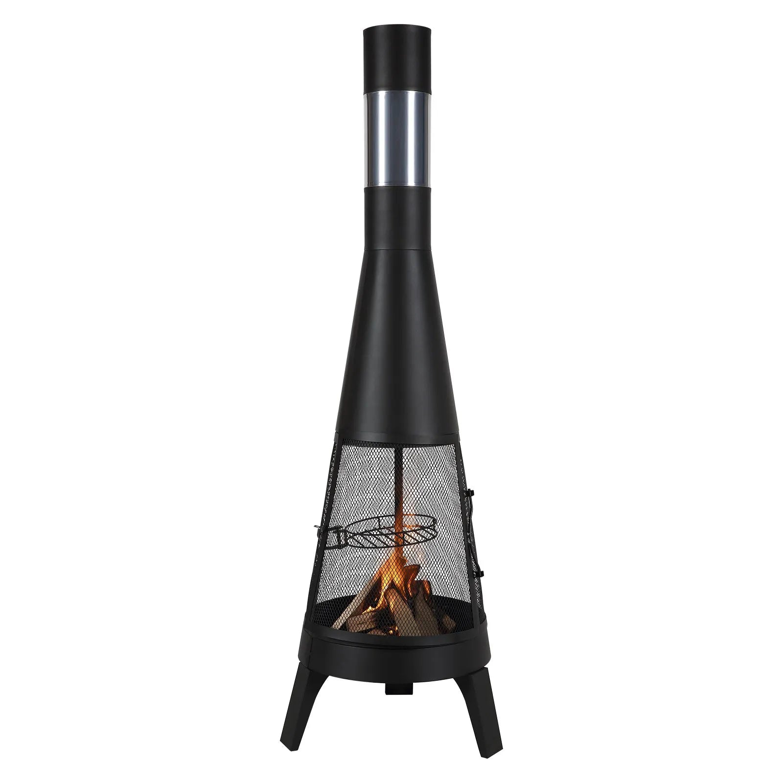 VEVOR 20 In Chiminea Outdoor Wood Burning Firepit with Grill Mesh & Chimney Coat