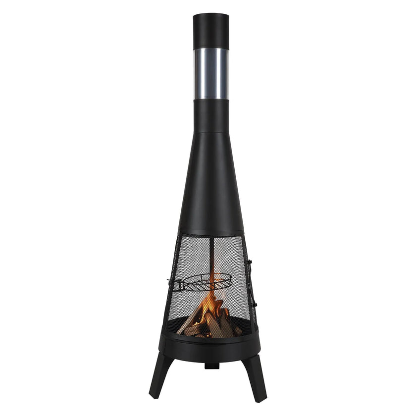 VEVOR 20 In Chiminea Outdoor Wood Burning Firepit with Grill Mesh & Chimney Coat