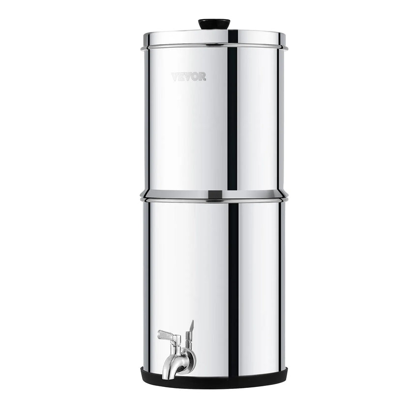 VEVOR 1.5G Gravity-fed Water Filter Countertop System Stainless Steel 2 Filters