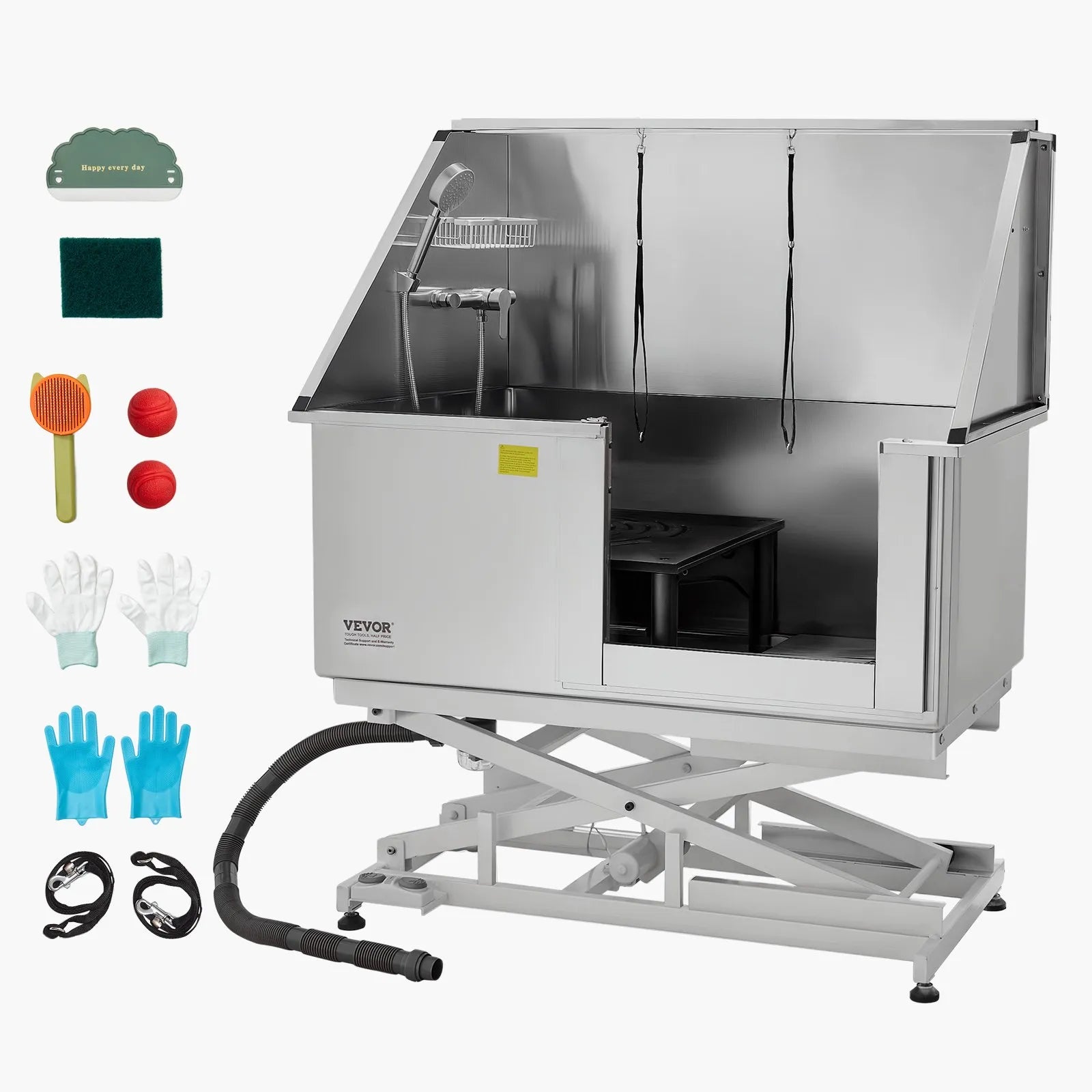VEVOR 50 Inch Electric Dog Grooming Bath Tub Stainless Steel w Water Filter